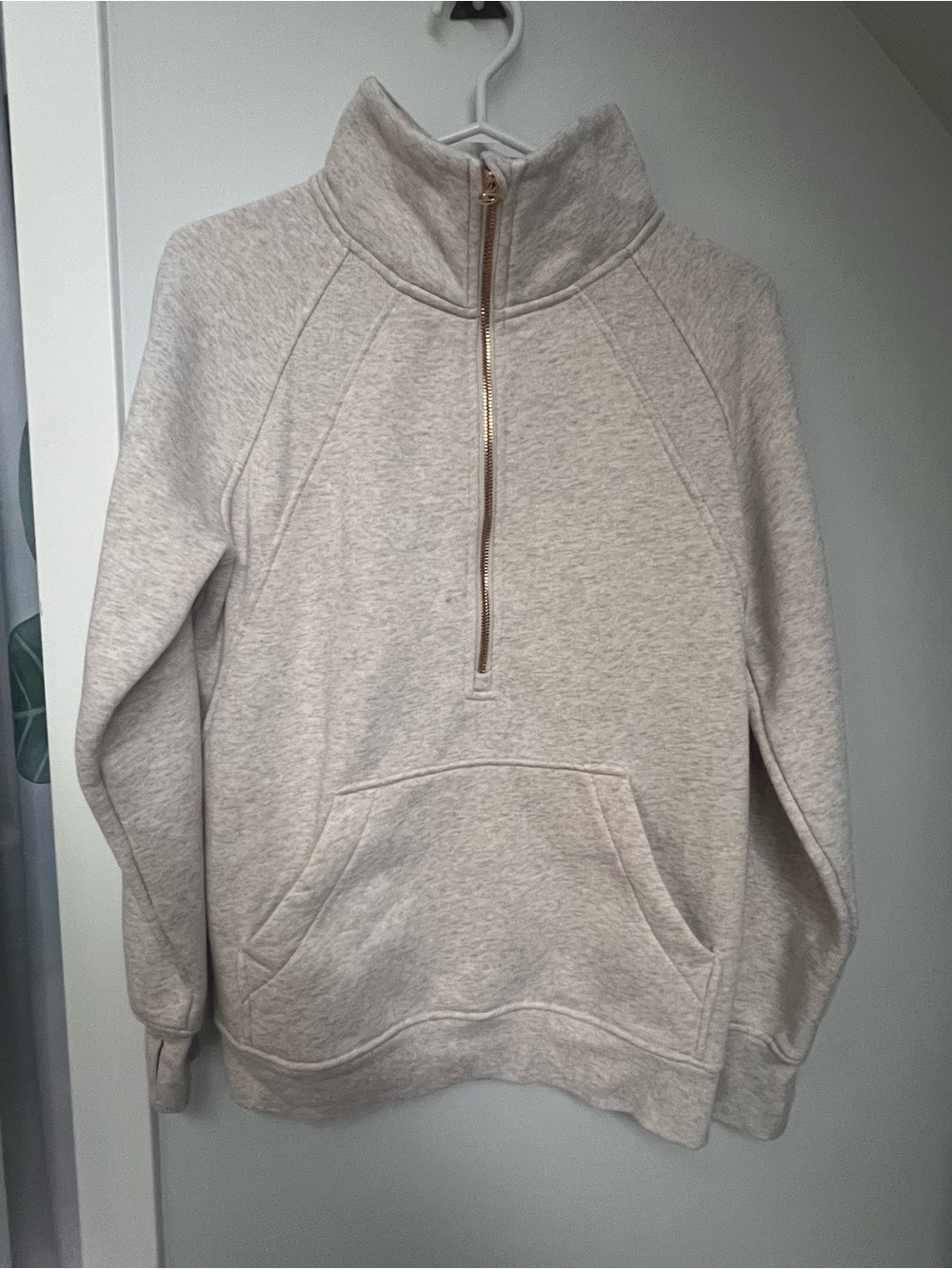 Danskin Light Heather Half-Zip Pullover in Oatmeal
